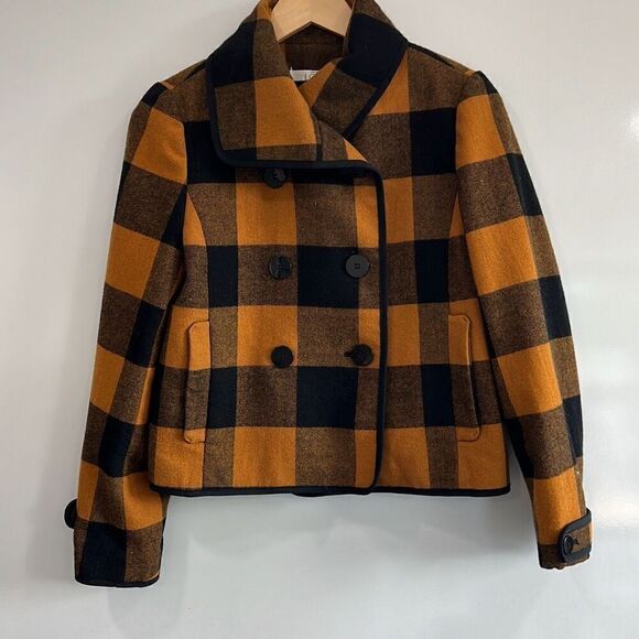 Ann Taylor loft wool checkered pea coat small - Picture 1 of 8